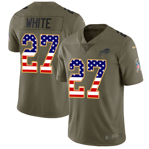 Nike Bills #27 Tre'Davious White Olive/USA Flag Men's Stitched NFL Limited Salute To Service Jersey - Click Image to Close